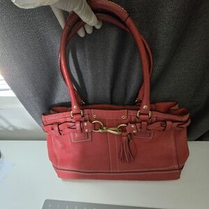 Coach Y2K Hampton Pink Pebbled Leather Carryall Satchel tote shoulder bag